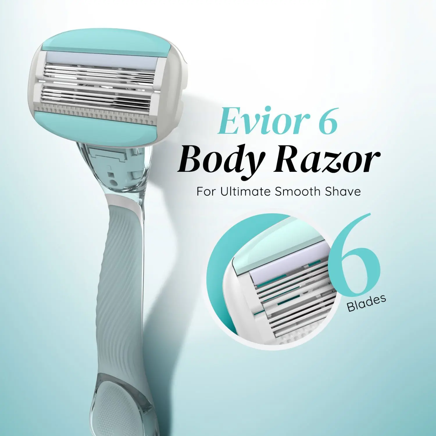 LetsShave Evior 6 Body Hair Removal Razor for Women (1 Razor Handle, 1 Blade Cartridge, 1 Blade Case)