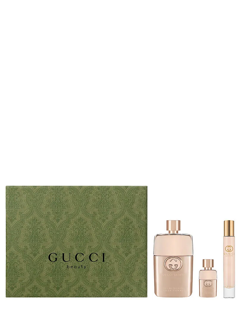 Gucci Guilty Pour Femme Eau De Toilette + Miniature + Roller Ball Miniature Gift Set