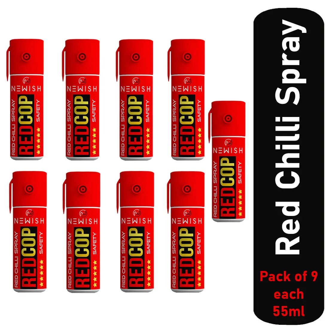 Newish : Powerful Red Chilli Spray Self Defence for Women Pack of 9 (Each : 35 g/ 55 ml)