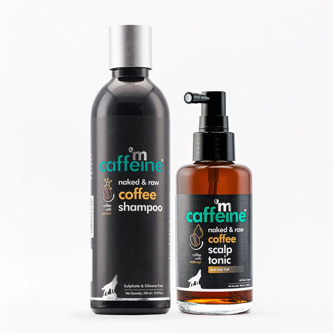 mCaffeine Coffee Hair Boost & Hair Fall Control Kit | Shampoo & Scalp Tonic with Pro-vitamin B5 & Proteins | Sulphate, Paraben & Mineral Oil Free | For Men & Women 350 ml