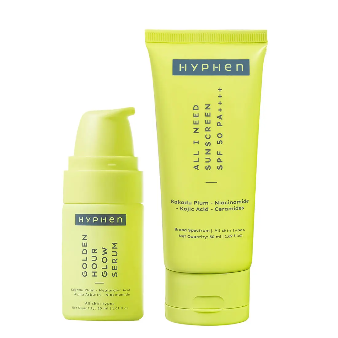 Hyphen Daily Day-Care Routine with Face Serum & Moisturizing Sunscreen SPF 50 | Glow & Protect Skincare Combo