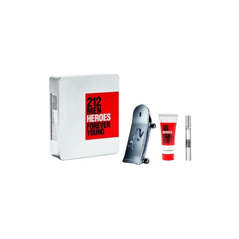 Carolina Herrera 212 Heroes For Man Eau De Toilette With Shower Gel And Travel Spray