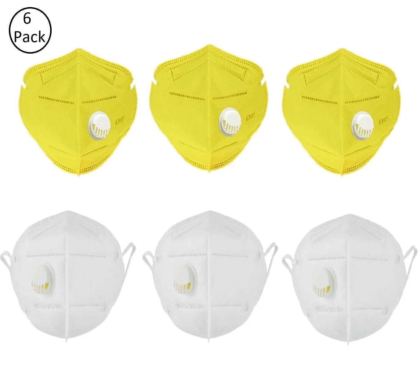 Fabula Pack Of 6 Anti-Pollution Reusable 5 Layer Mask - White Yellow