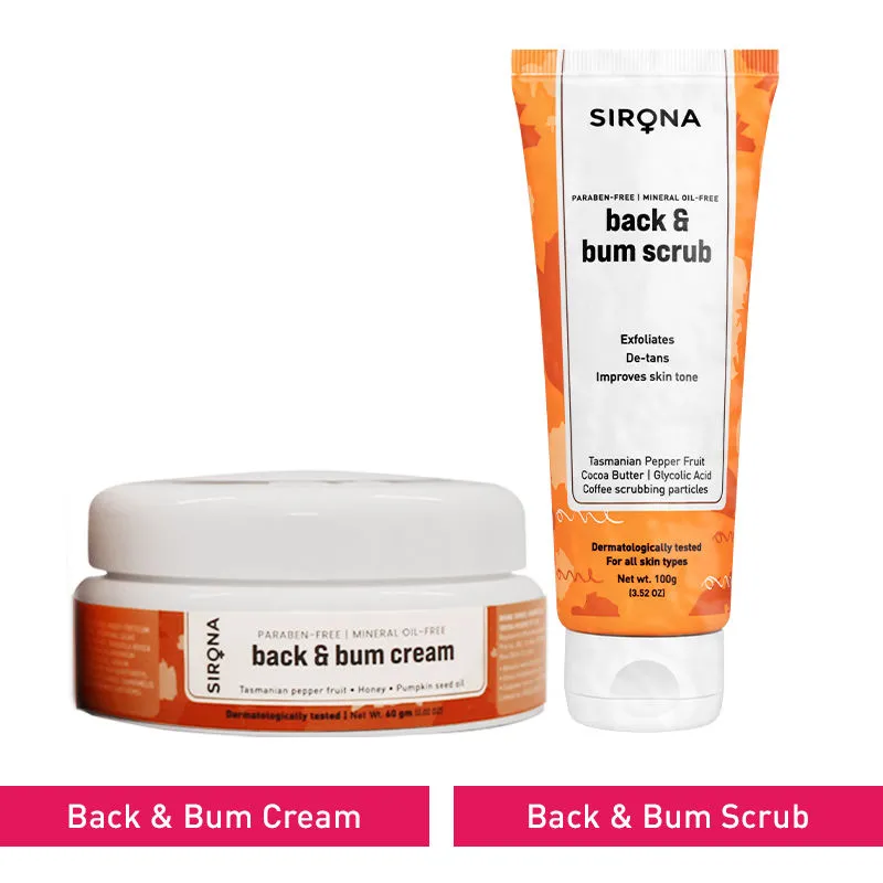 Sirona Natural Back And Bum Cream & Scrub Combo For Men & Women