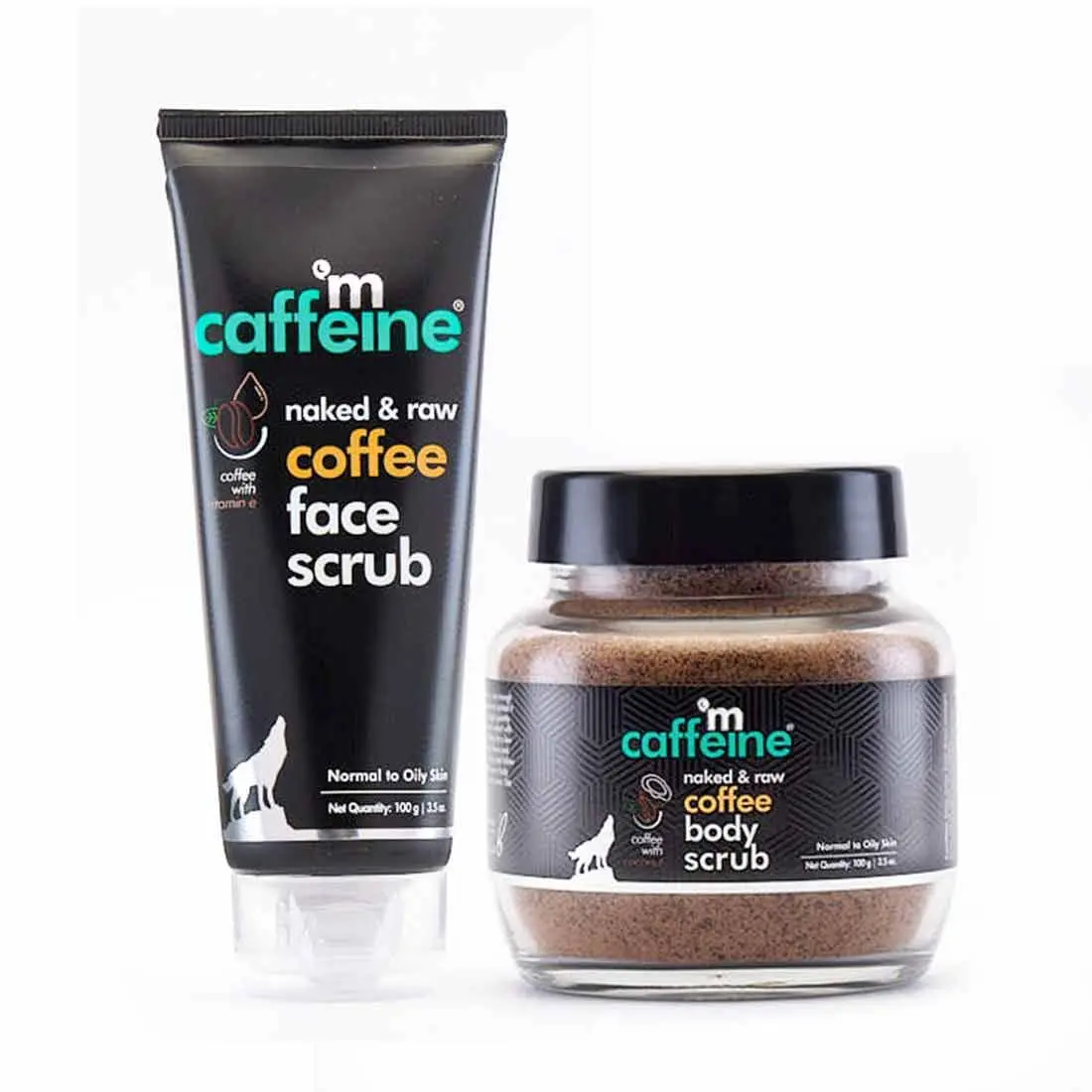 mCaffeine Exfoliating Coffee Face & Body Scrub Combo For Tan Removal | For Women & Men | Removes Blackheads and Dirt from Face, Neck, Elbows & Knees for Soft & Smooth Skin - 200gm