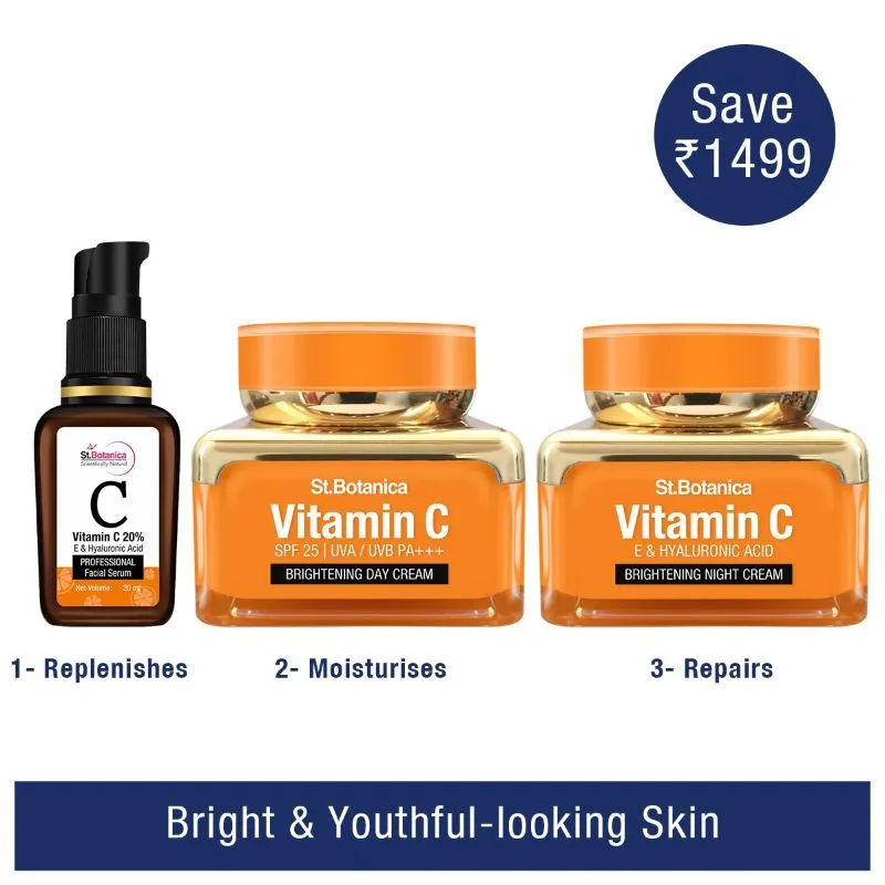 St.Botanica Brightening Skincare Combo With Vit C Day Cream + Night Cream & 20% Serum