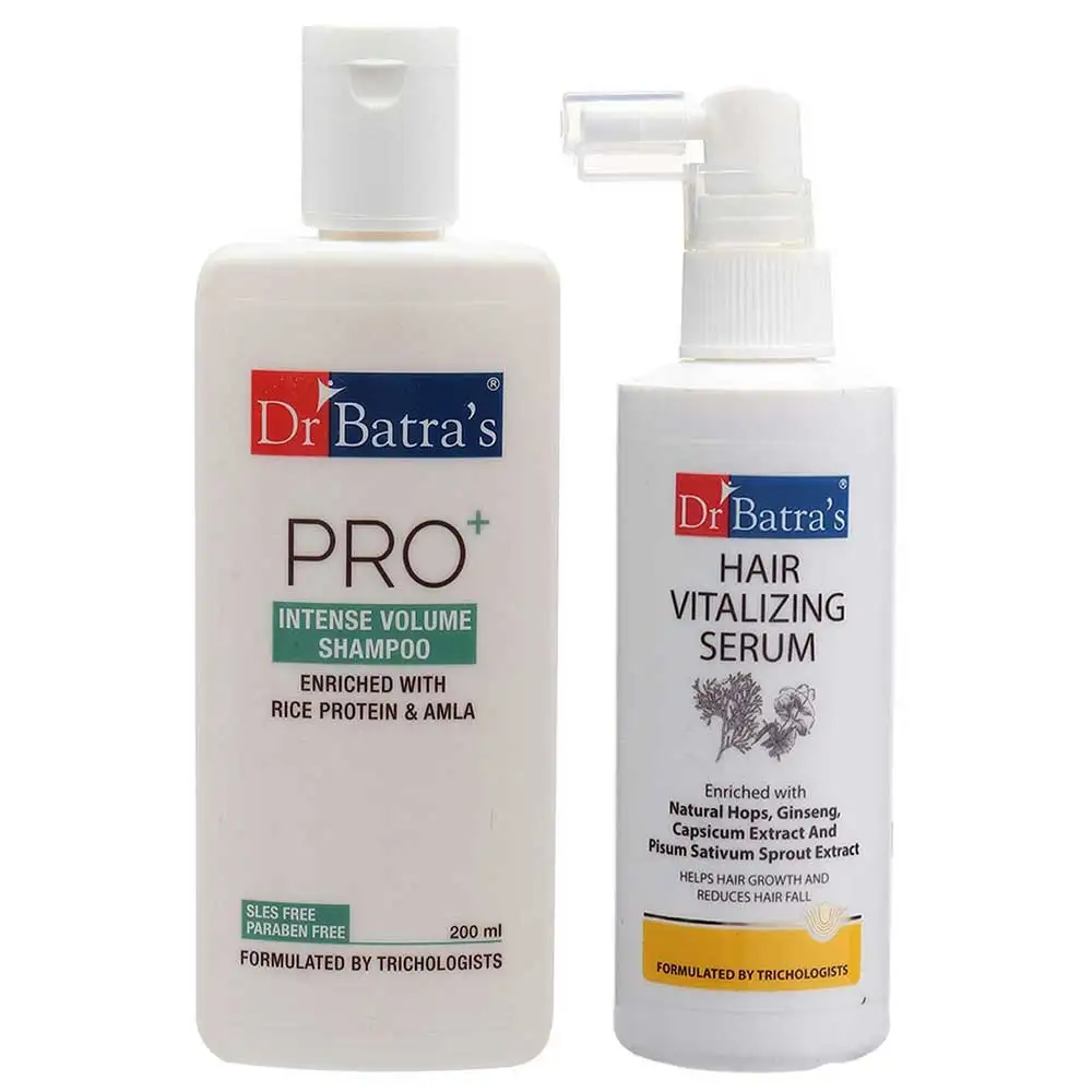 Dr Batra's Pro+ Intense Volume Shampoo & Hair Vitalizing Serum Combo,  2 Piece(s)/Pack  Hair Care