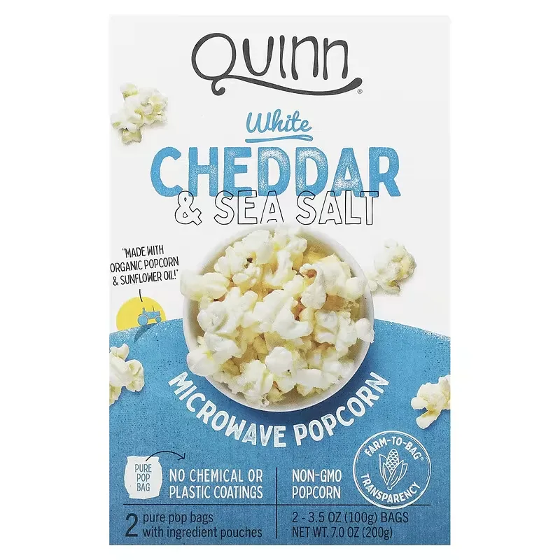 Microwave Popcorn, White Cheddar & Sea Salt, 2 Bags, 3.5 oz (100 g) Each