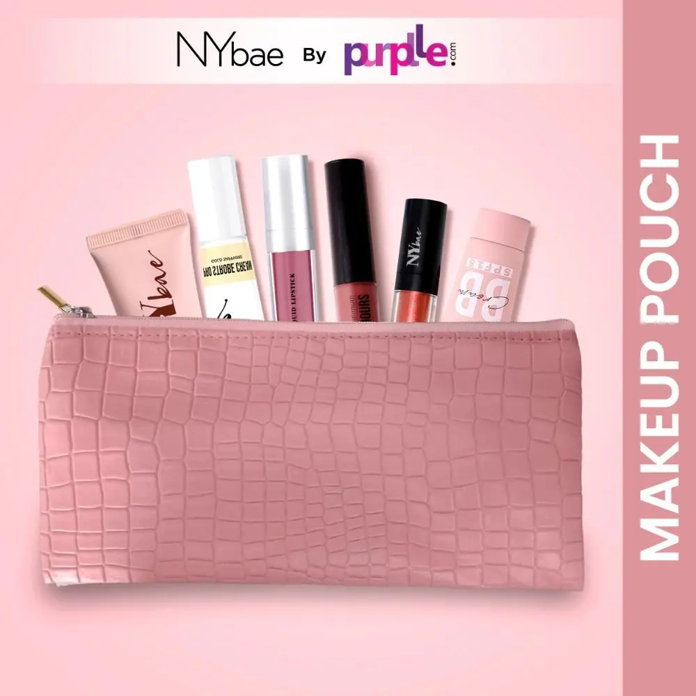 NY Bae Makeup Pouch | Travel Friendly | Multi Purpose Bag | Spacious - Pink Paradise