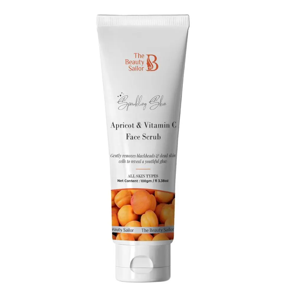 The Beauty Sailor Apricot and Vitamin C Face Scrub | Naturally Exfoliating, Vitamin C Face Scrub for Acne Prone Skin | Bright and Glowing Skin | Suitable to All Skin Types for Men and Women | 100gm