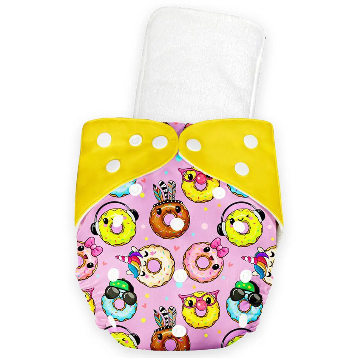 Bumtum Premium Cloth Diaper Pink Yellow + Dounut