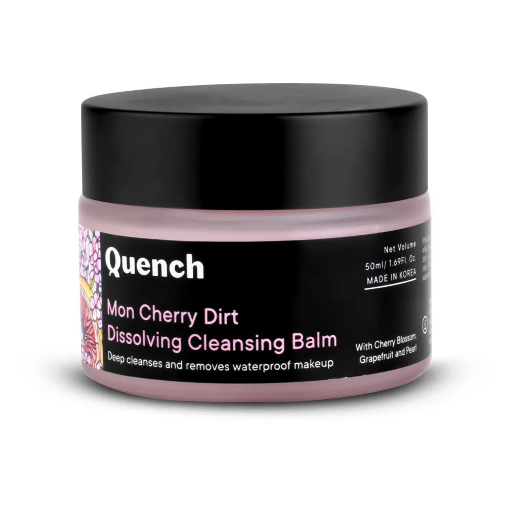 Quench Mon Cherry Dirt Dissolving Cleansing Balm, Oil Based Face Cleanser And Makeup Remover