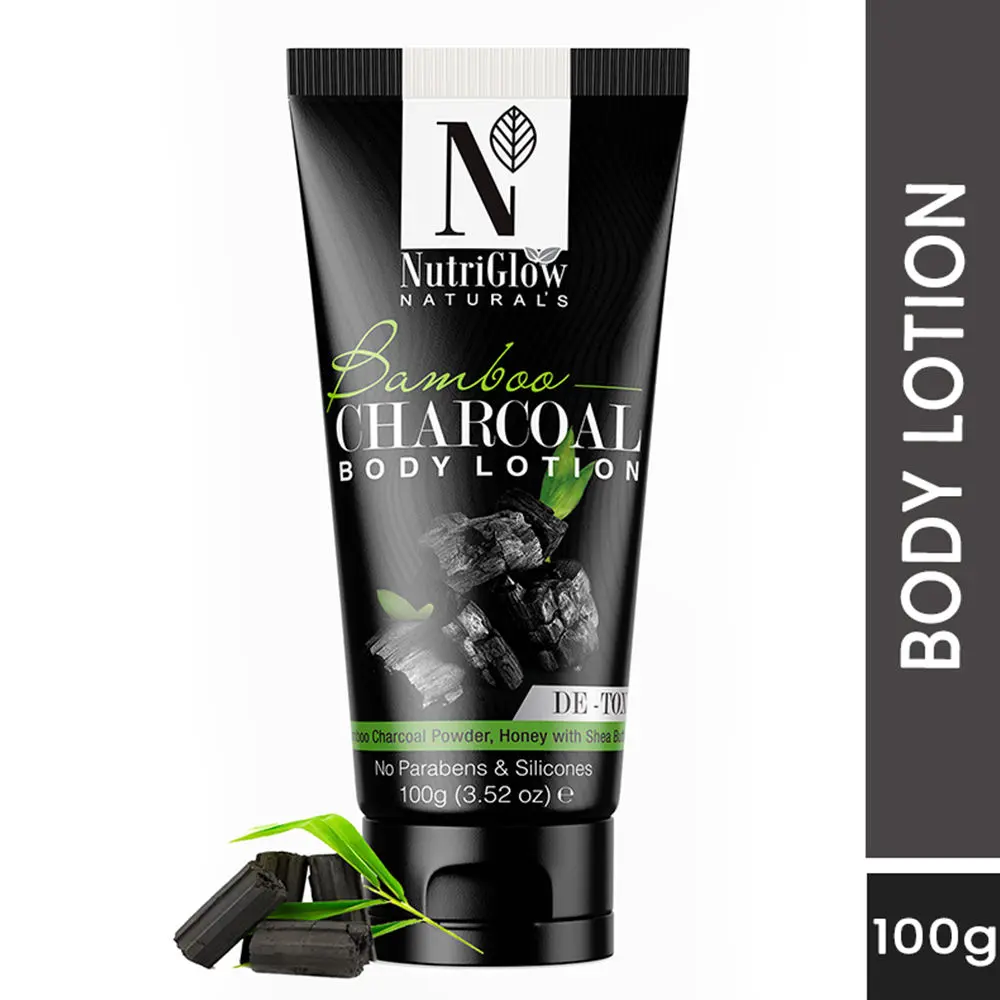 NutriGlow NATURAl'S Bamboo Charcoal Body Lotion for Intensive Nourishment, 100g