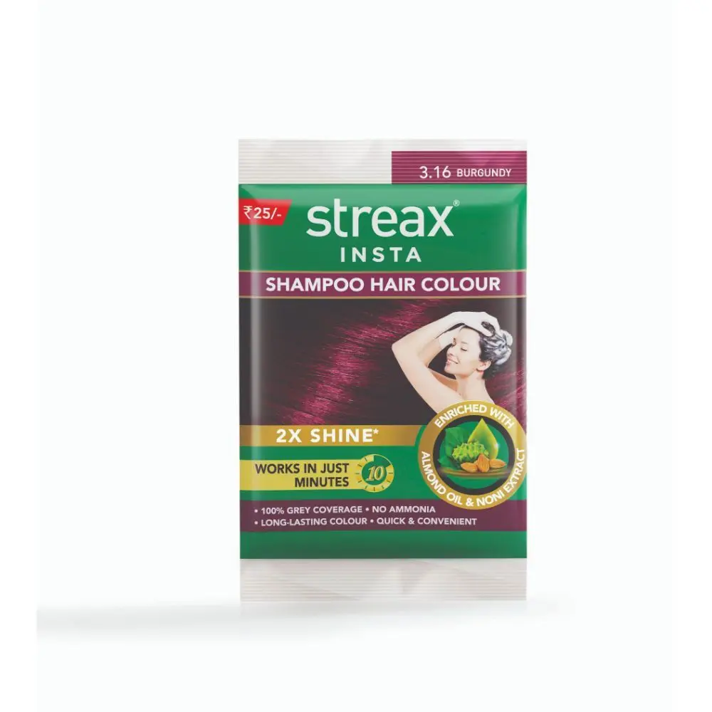 Streax Insta Shampoo Hair Colour - Burgandy (18 ml)