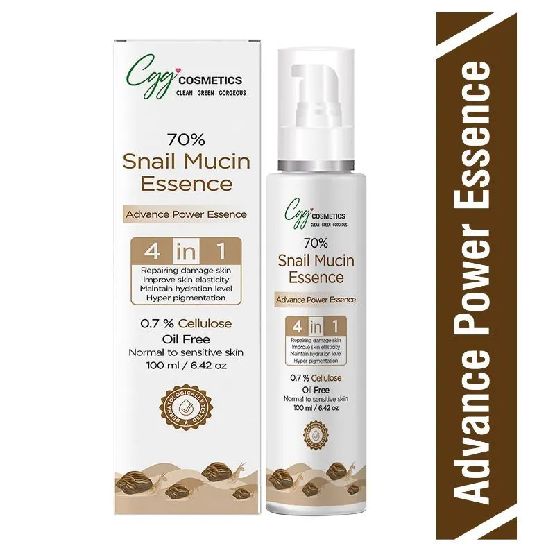 CGG Cosmetics 70% Snail Mucin Essence- 0.7 % Cellulose, Oil Free- All Skin Types