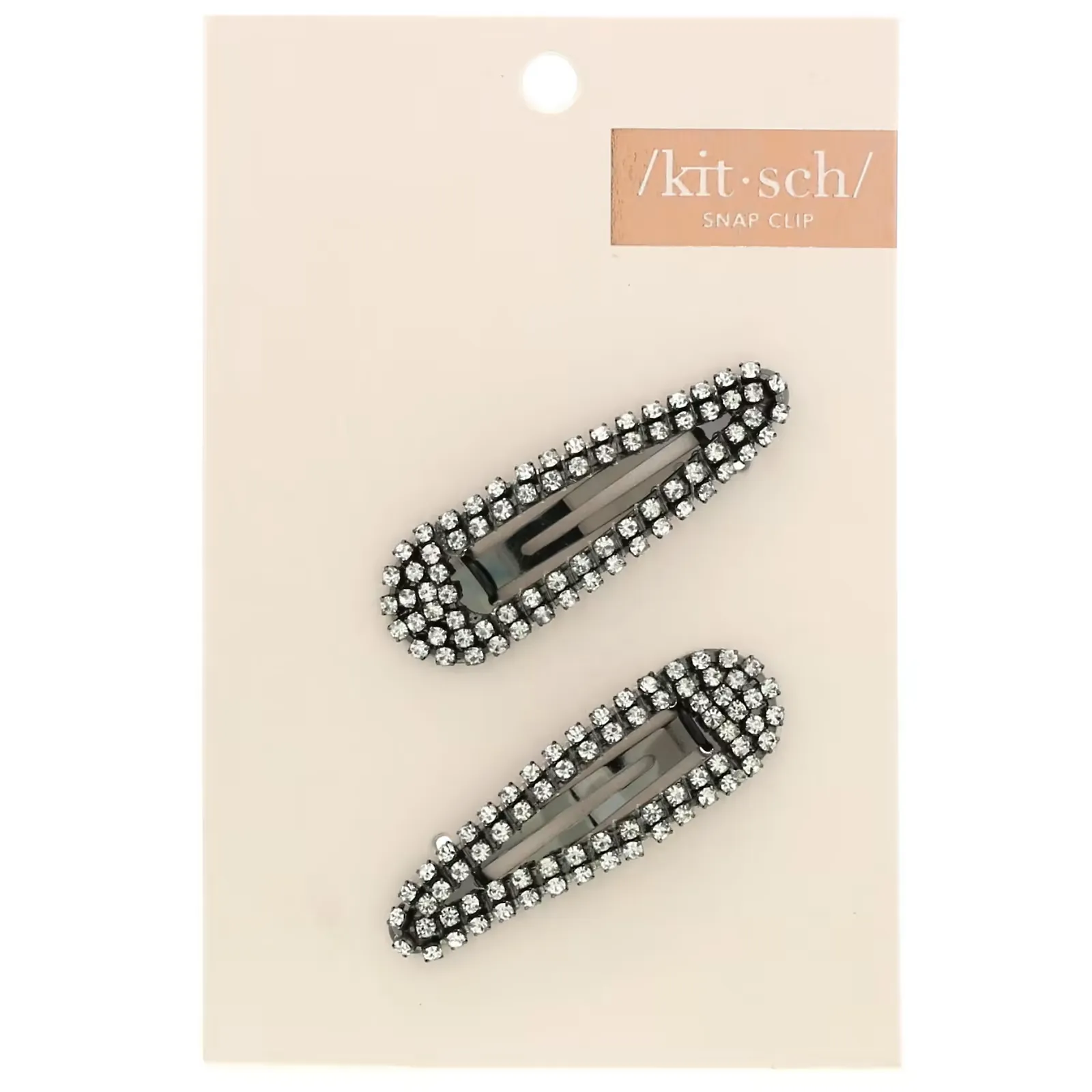 Rhinestone Snap Clips, Hematite, 2 Pieces