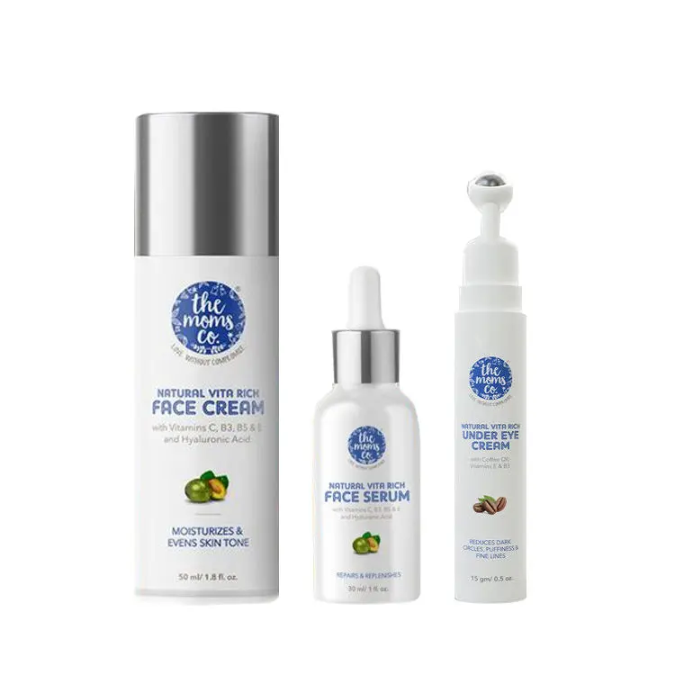 The Moms Co. Vita Rich Face Care Kit (Face Cream + Face Serum + Under Eye Cream + Face Towel)