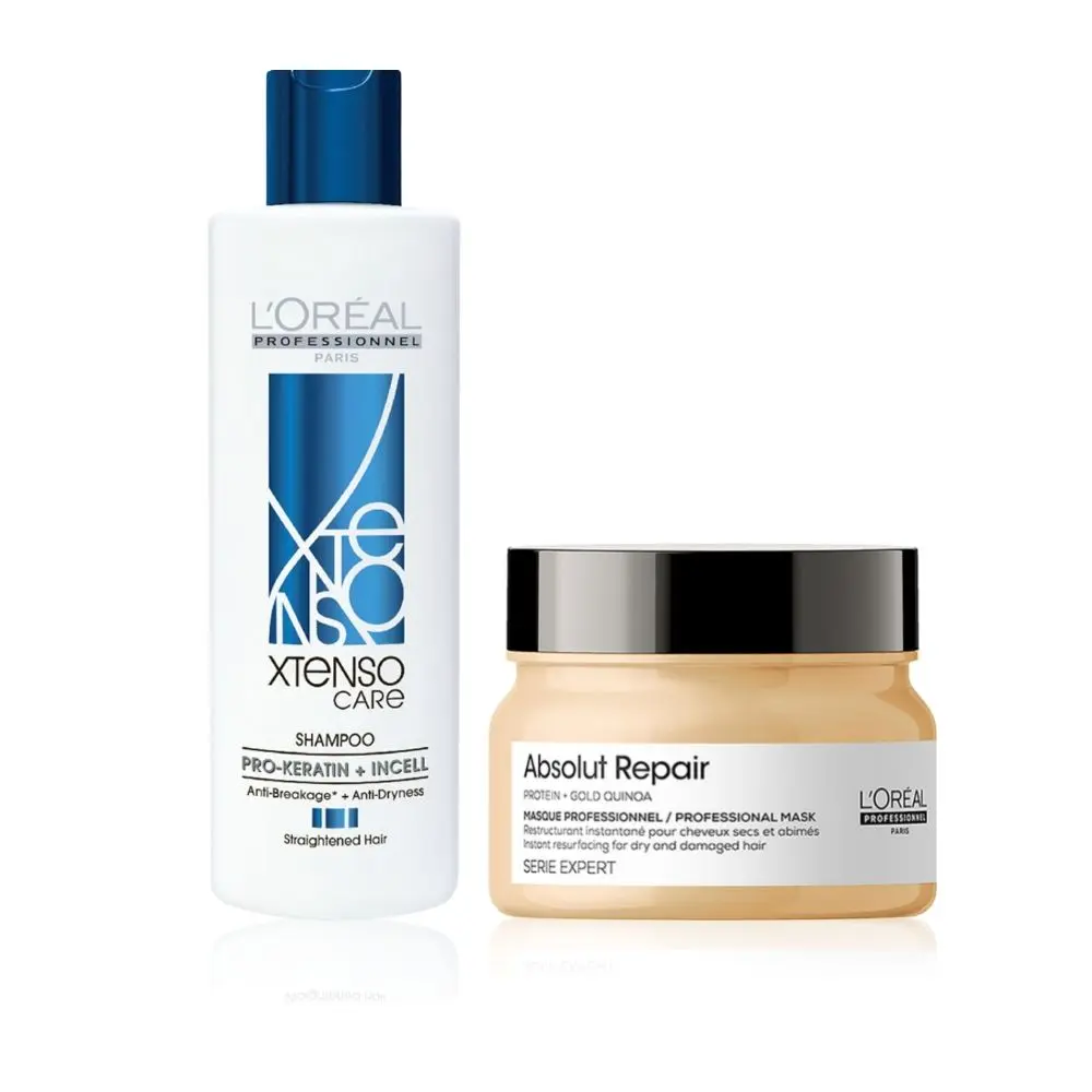 L'Oreal Professionnel Xtenso Care Shampoo + Serie Expert Absolut Repair Mask (250 ml +250 gm)|For Salon Straightened hair