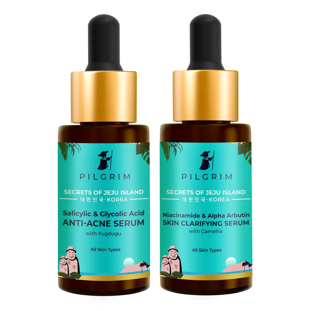 Pilgrim Am To Pm Face Regime with Niacinamide & Alpha Arbutin Face Serum