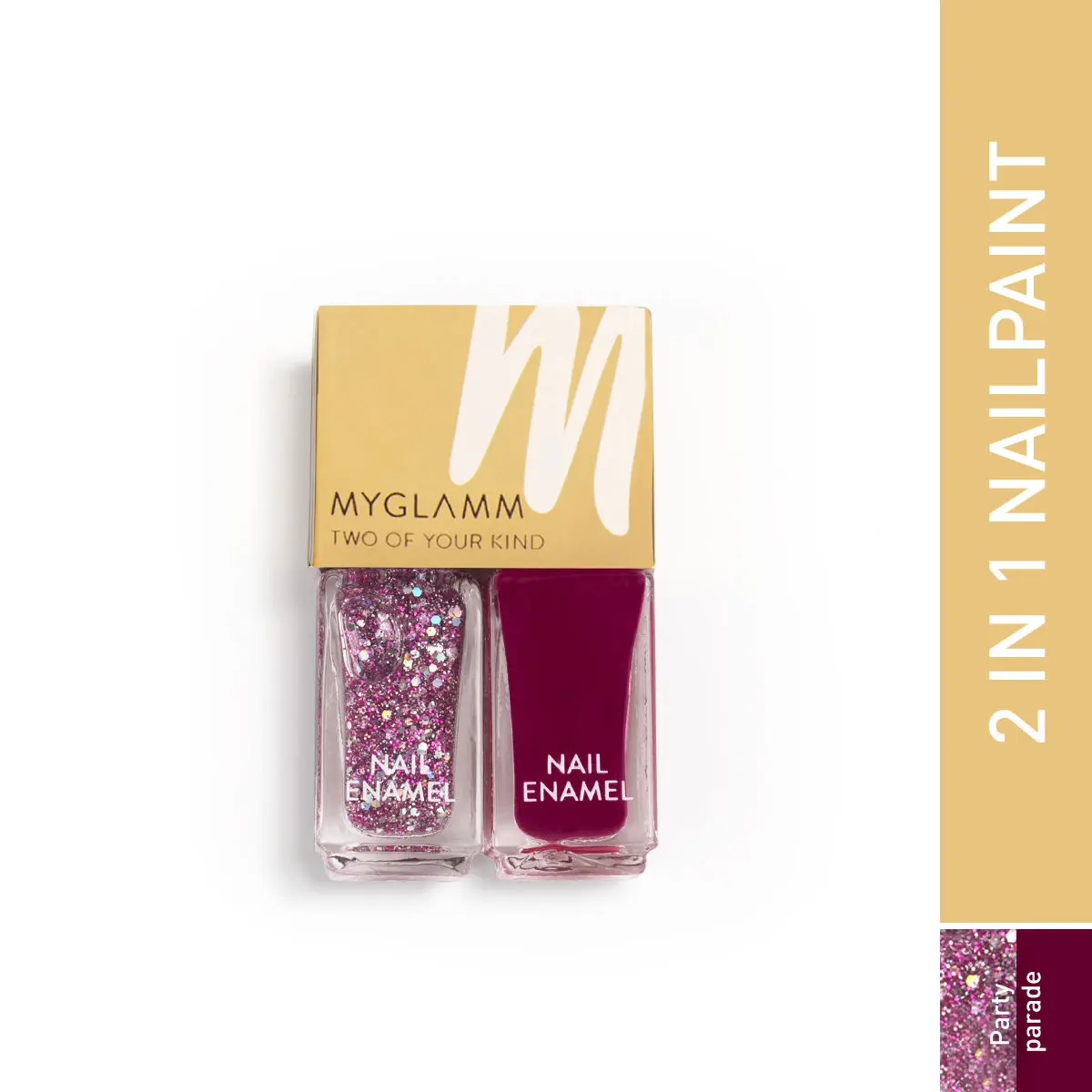 MyGlamm Two Of Your Kind Nail Enamel Duo Glitter Collection-Party Parade-2x5ml