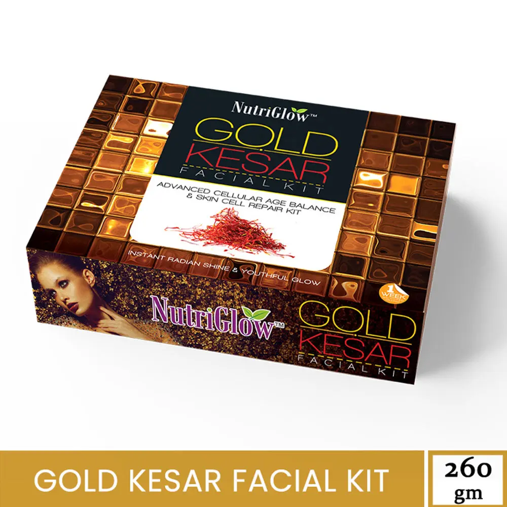 NutriGlow Gold Kesar Facial Kit For Instant Radiant Shine & Youthful Glow, 260 gm