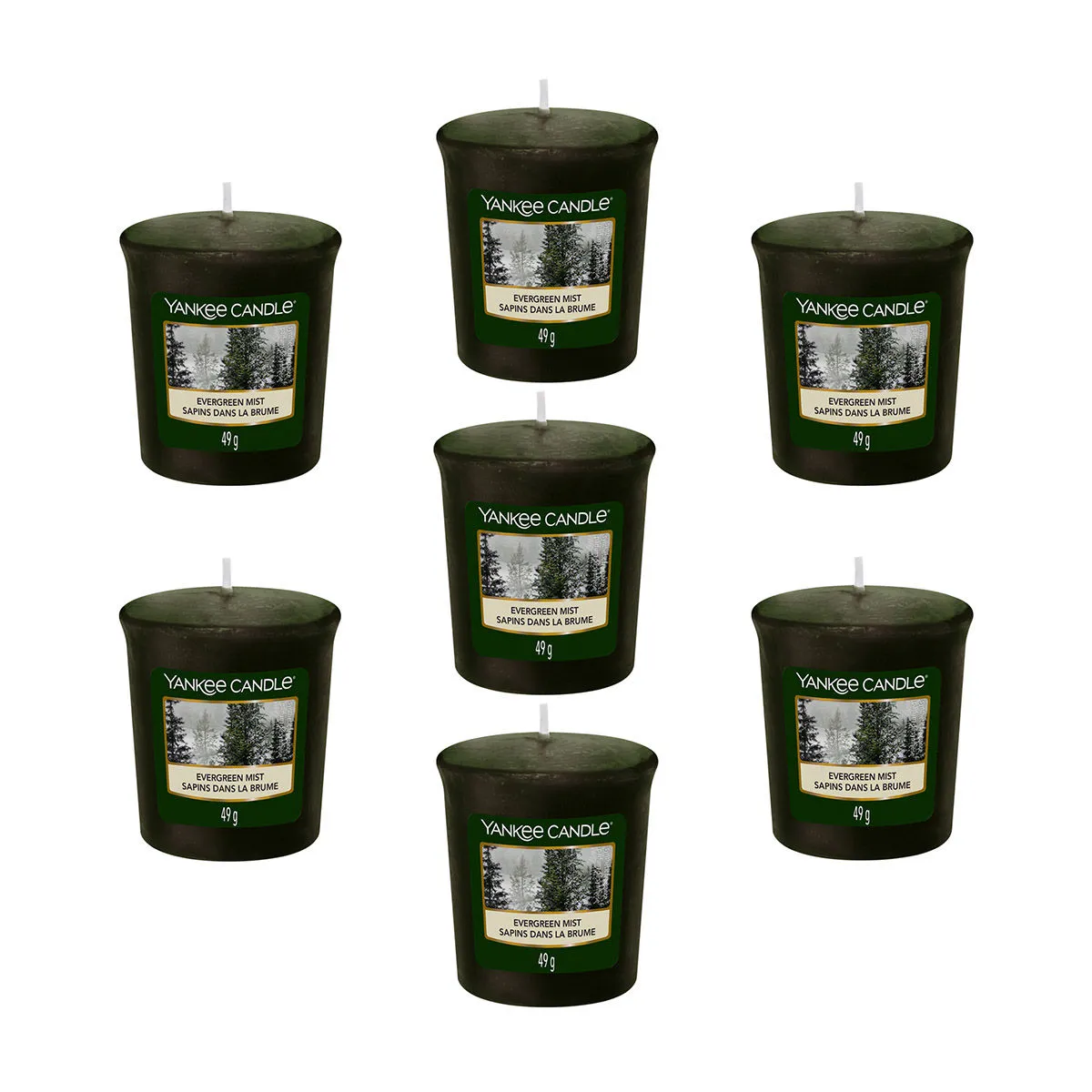 Yankee Candle Classic Votive Evergreen Mist Scented Candles - Pack of 7