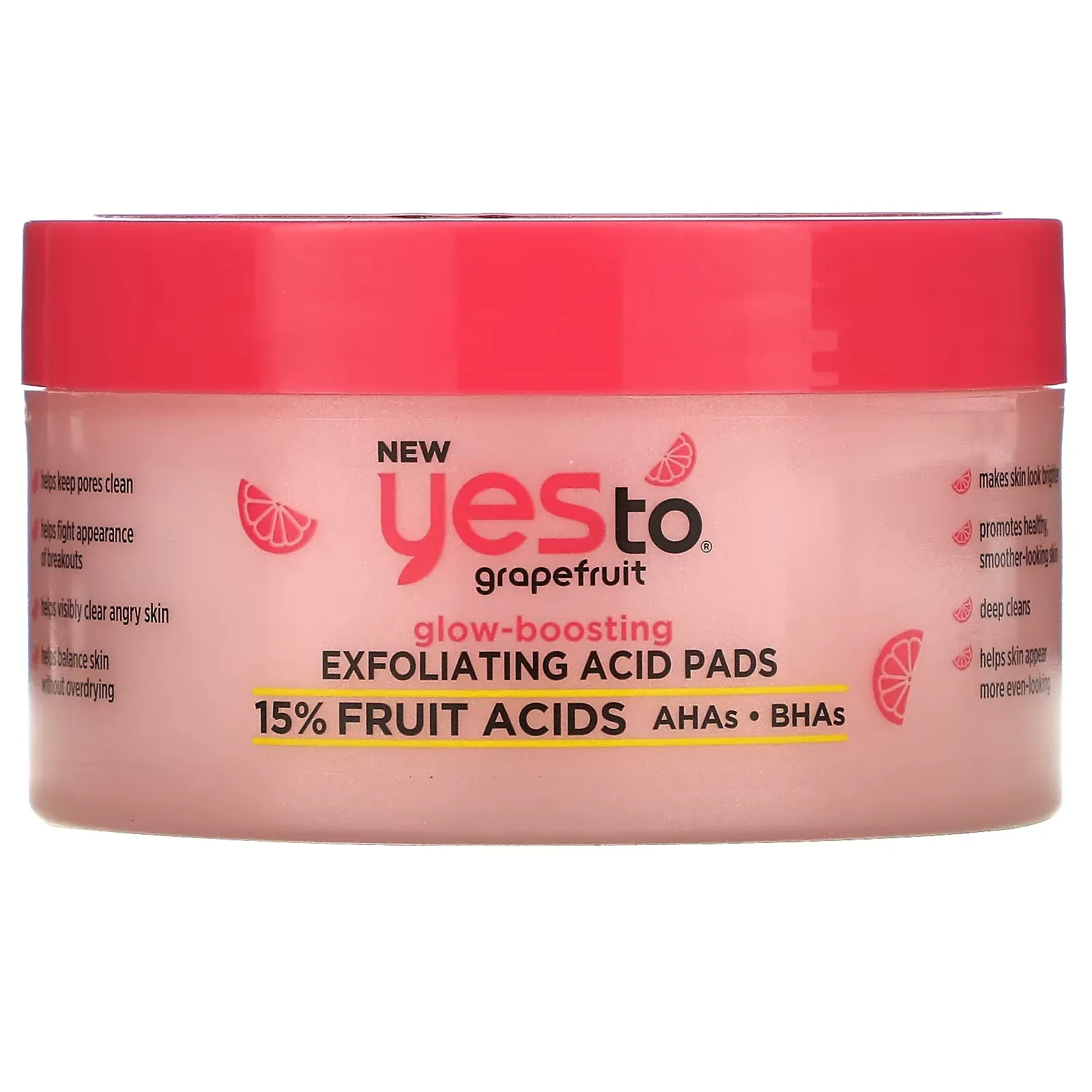 Grapefruit, Glow-Boosting Exfoliating Acid Pads, 12 Quilted Double-Sided Pads