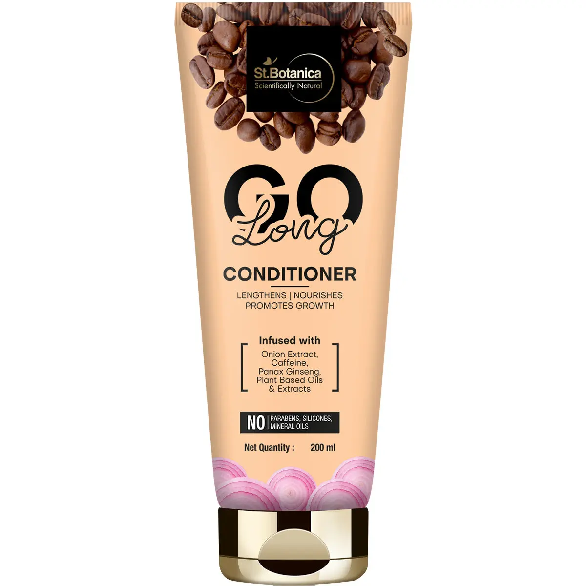 StBotanica GO Long Onion Hair Conditioner - With Onion Oil, Caffeine, Panax Ginseng, No SLS/Sulphate, Paraben, Silicones, Colors, 200ml