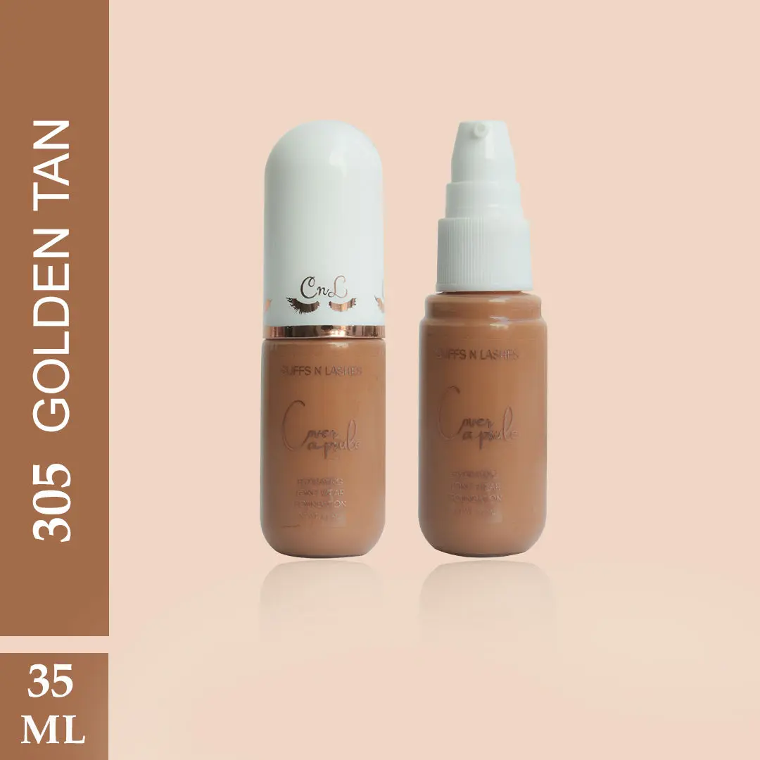 Cuffs N Lashes Cover Capsule Hydrating Foundation, Golden Tan 305