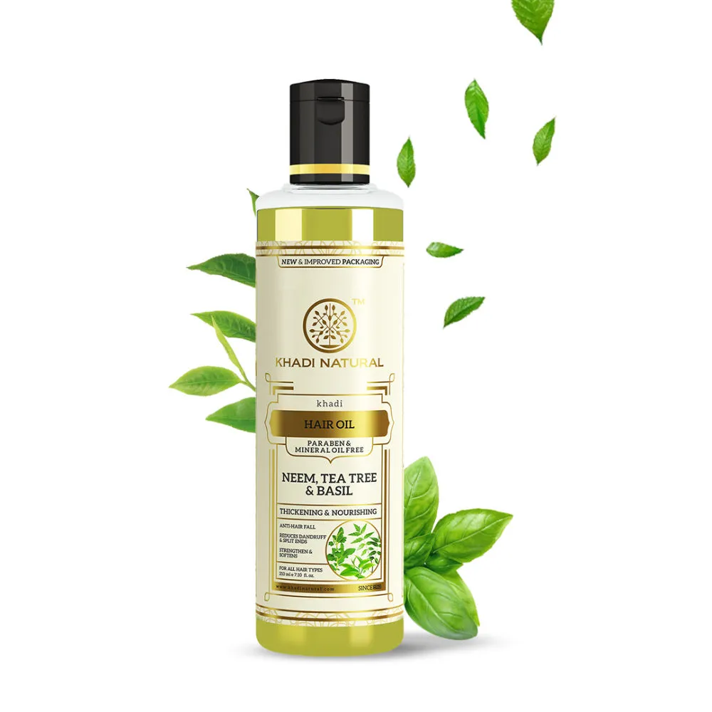 Khadi Natural Neem Teatree & Basil Herbal Hair Oil (Anti Dandruff)