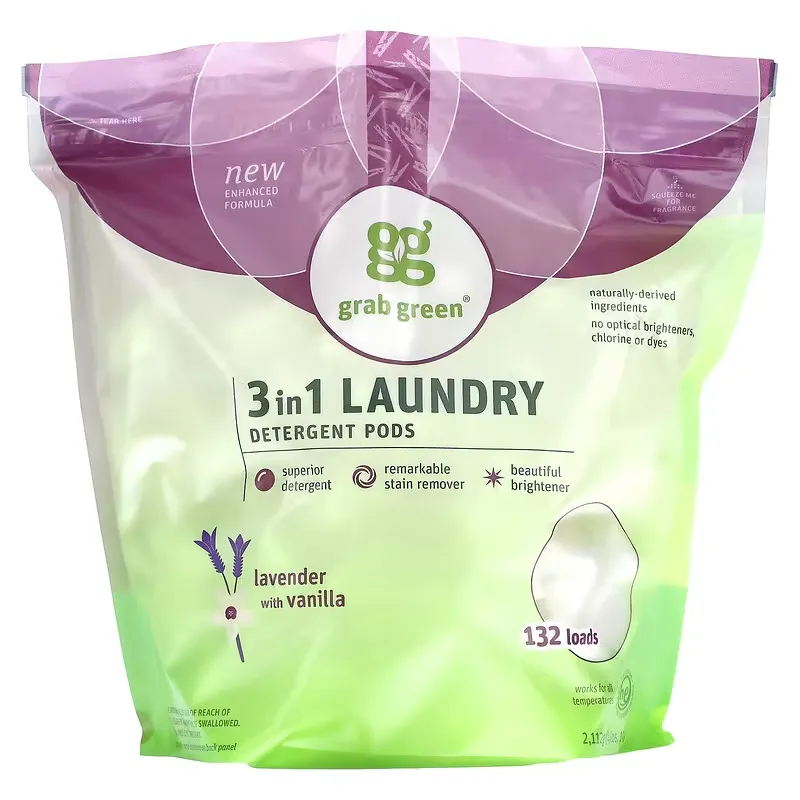 3-in-1 Laundry Detergent Pods, Lavender,132 Loads, 5lbs, 4oz (2,376 g)