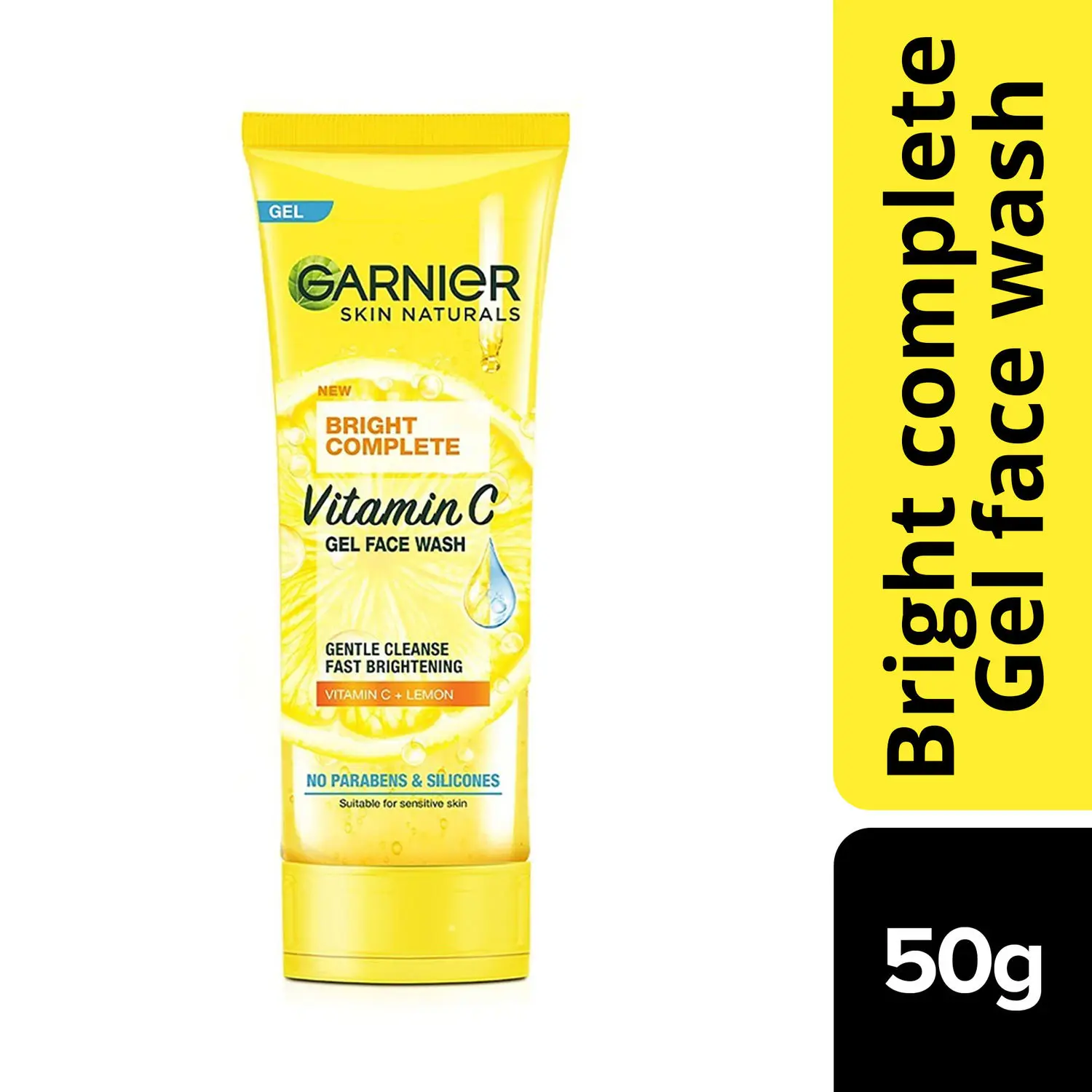 Garnier Bright Complete Vitamin C Gel Facewash, 50g - Gentle Cleanser For Instant Brighter Skin