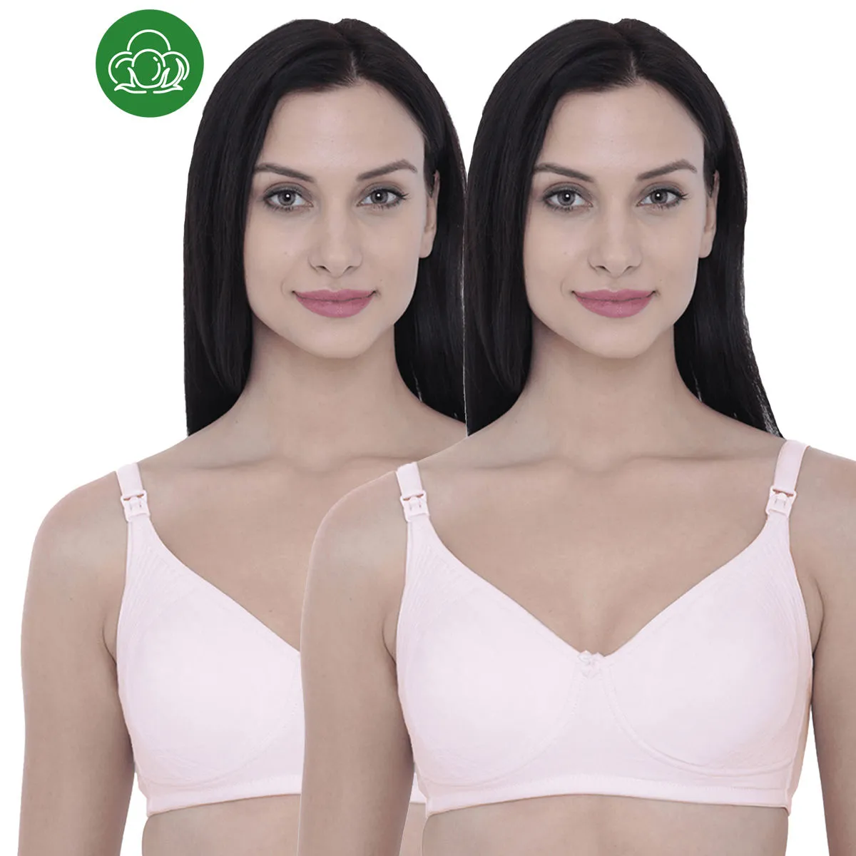 Inner Sense Organic Cotton Antimicrobial Nursing Bra Pack of 2 - Pink