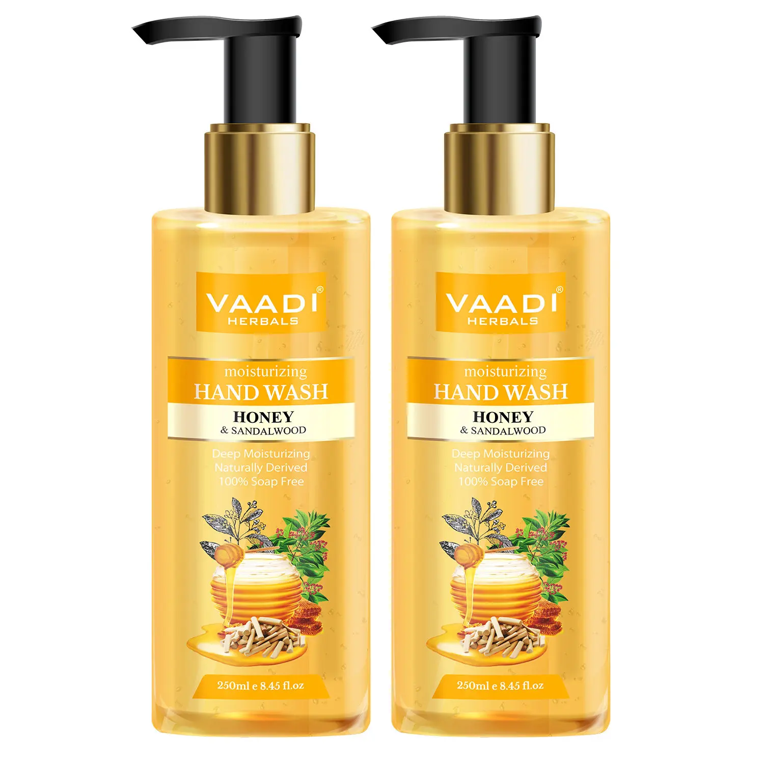 Vaadi Herbals Pack of 2 Deep Moisturizing Honey & Sandal Hand Wash (250 ml x 2)