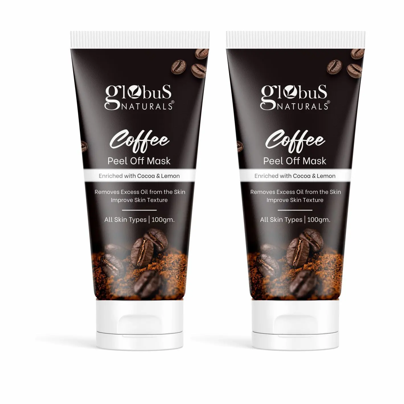 Globus Naturals Coffee Peel Off Mask,Enriched with cocoa & Lemon,100 gms (Pack of 2)