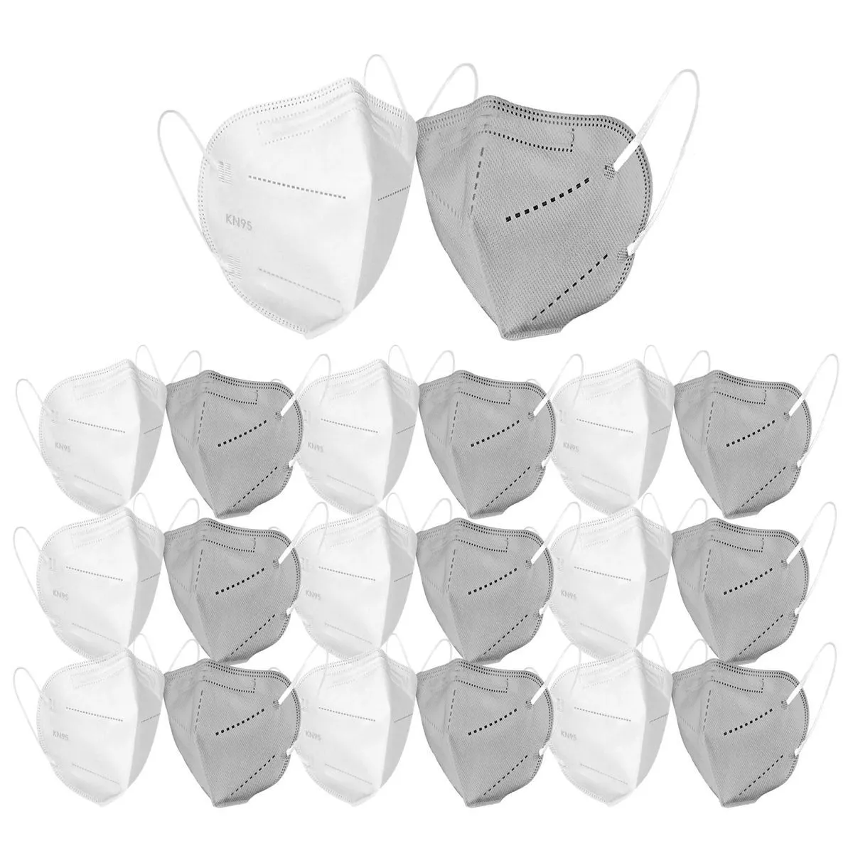 OOMPH Pack Of 18 Kn95/n95 Anti-pollution Reusable 5 Layer Mask Color: Grey,white