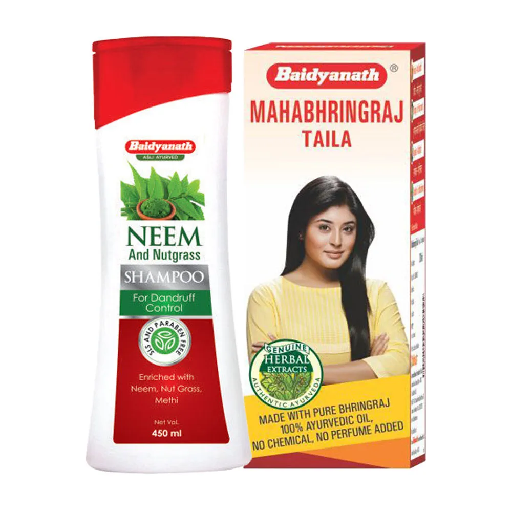 Baidyanath Neem & Nutgrass Shampoo & Bhringraj Ayurvedic Hair Oil