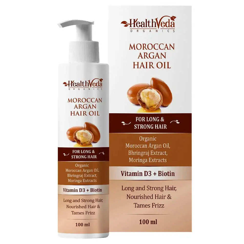 Health Veda Organics Moroccan Argan Hair Oil,  100 ml  for Long and Strong Hair