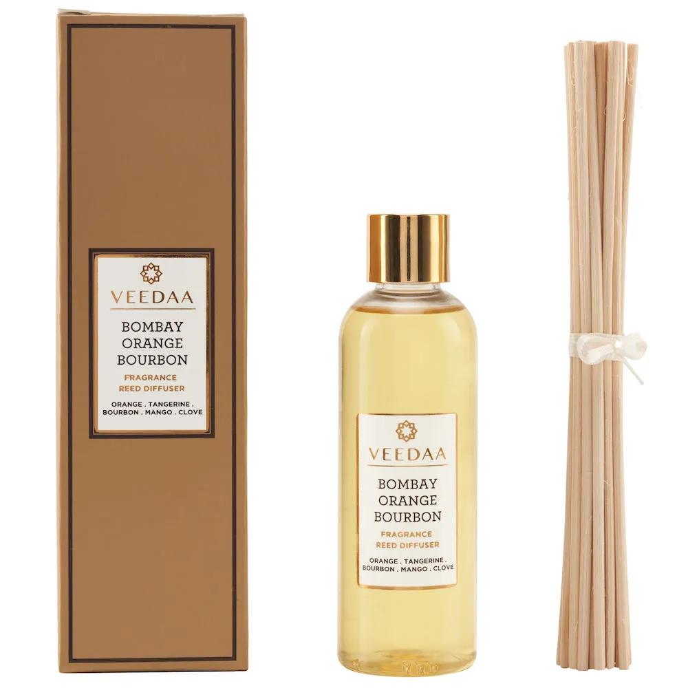 Veedaa Candles Bombay Orange Bourbon Diffuser Oil Refill & Reeds Set