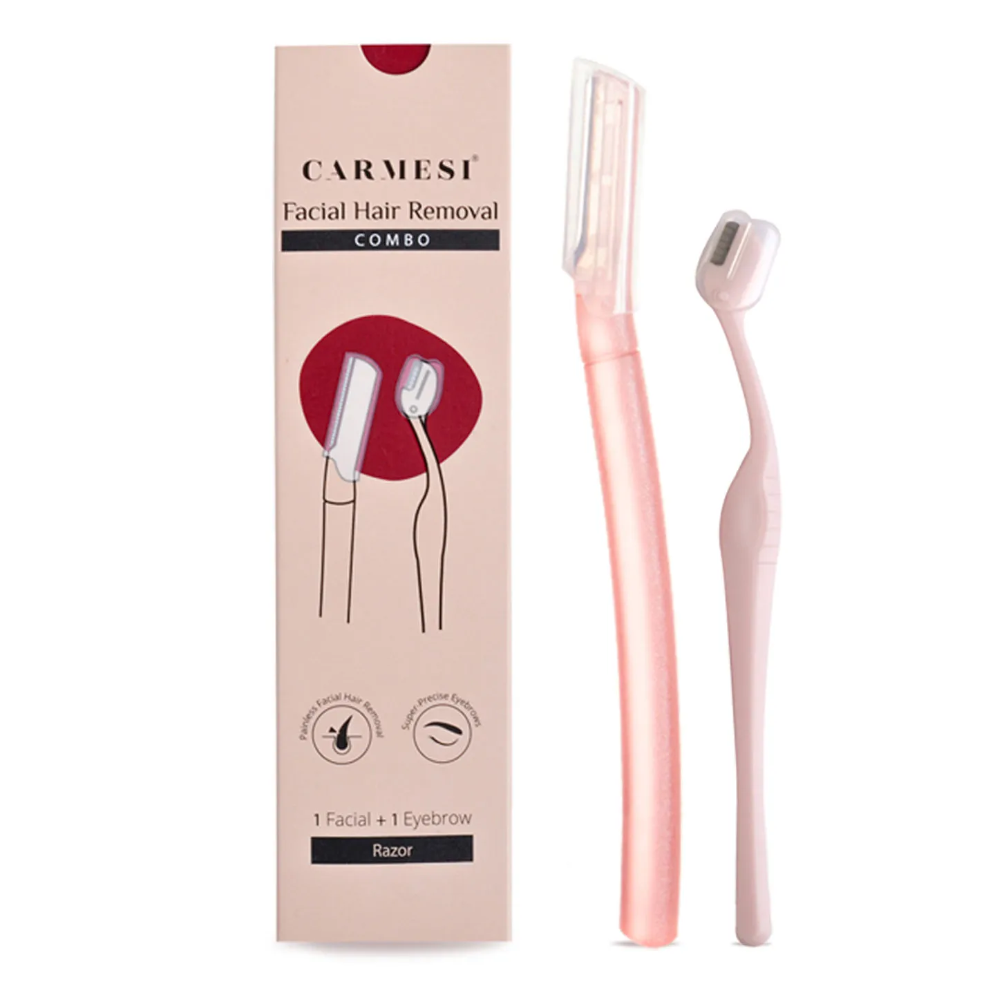 Carmesi Natural Facial Hair Removal Combo, Pack Of 1 Facial Razor & 1 Eyebrow Razo