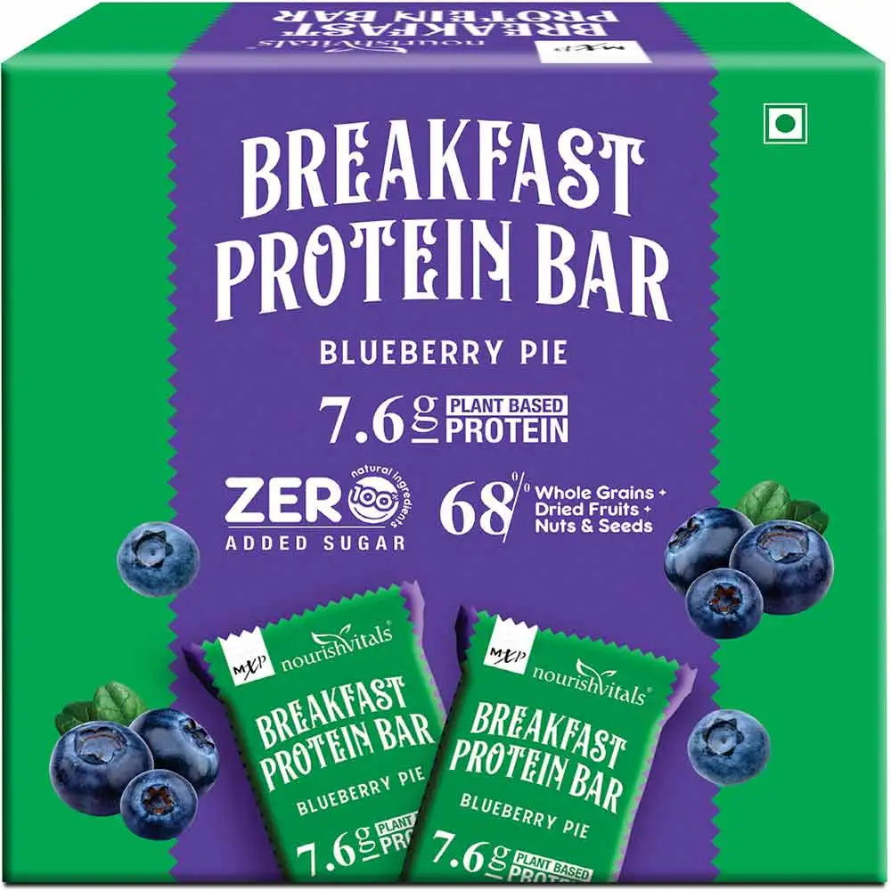 NourishVitals Breakfast Protein Bar,  5 bar(s)  Blueberry Pie