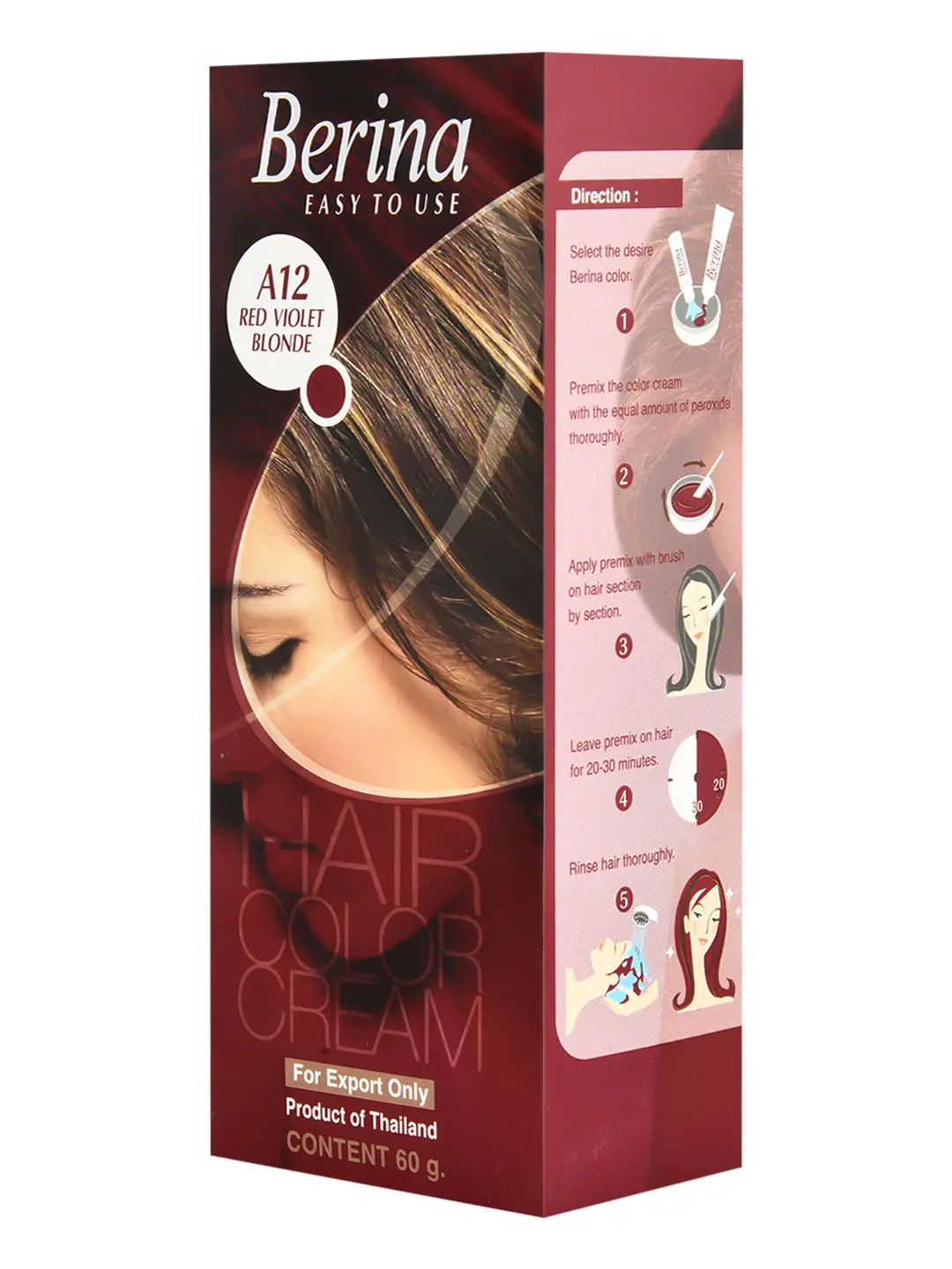 Berina A 12Red Violet Blonde Hair Color Cream 60gm