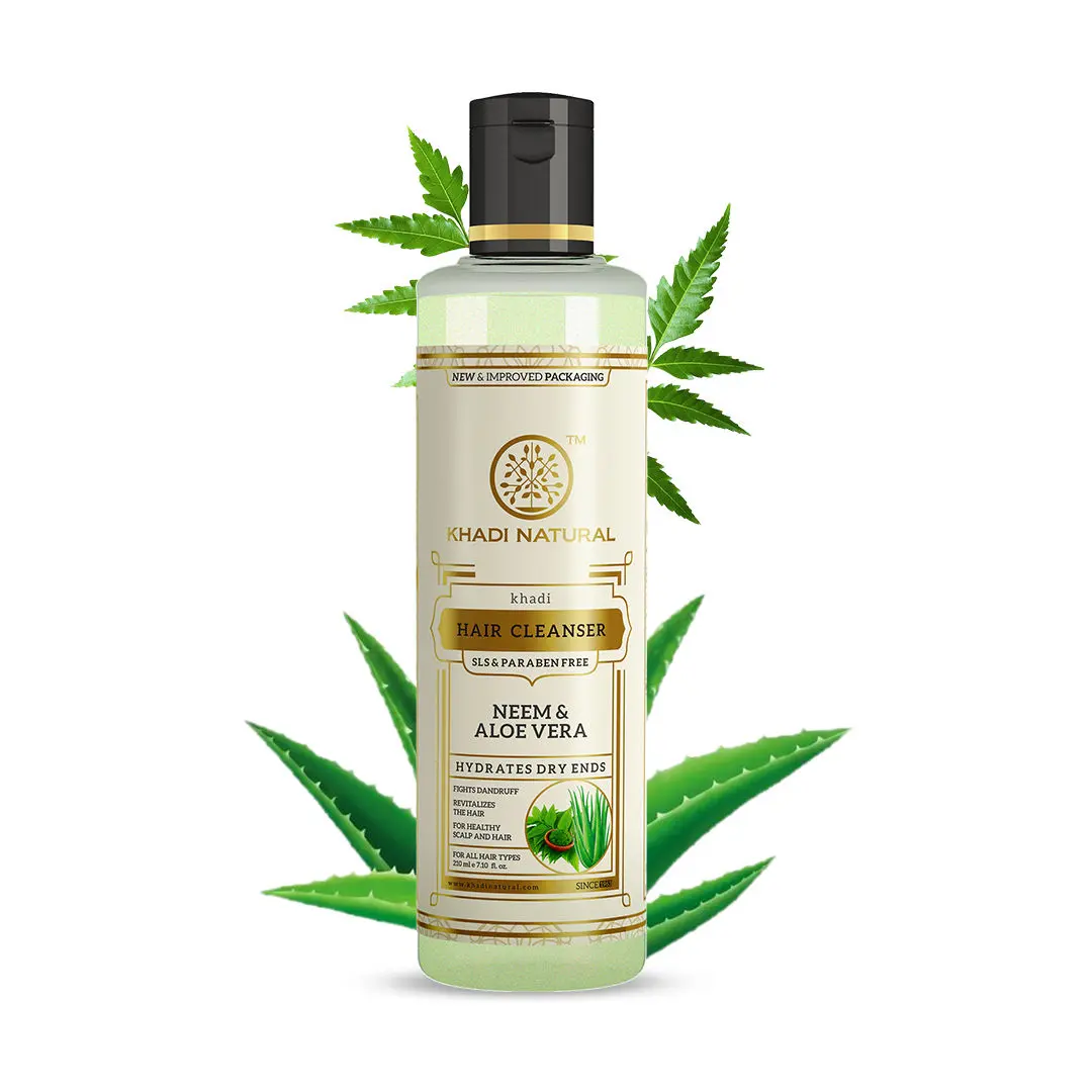 Khadi Natural Neem & Aloe Vera Hair Cleanser | Hydrates Dry Ends - (210ml)