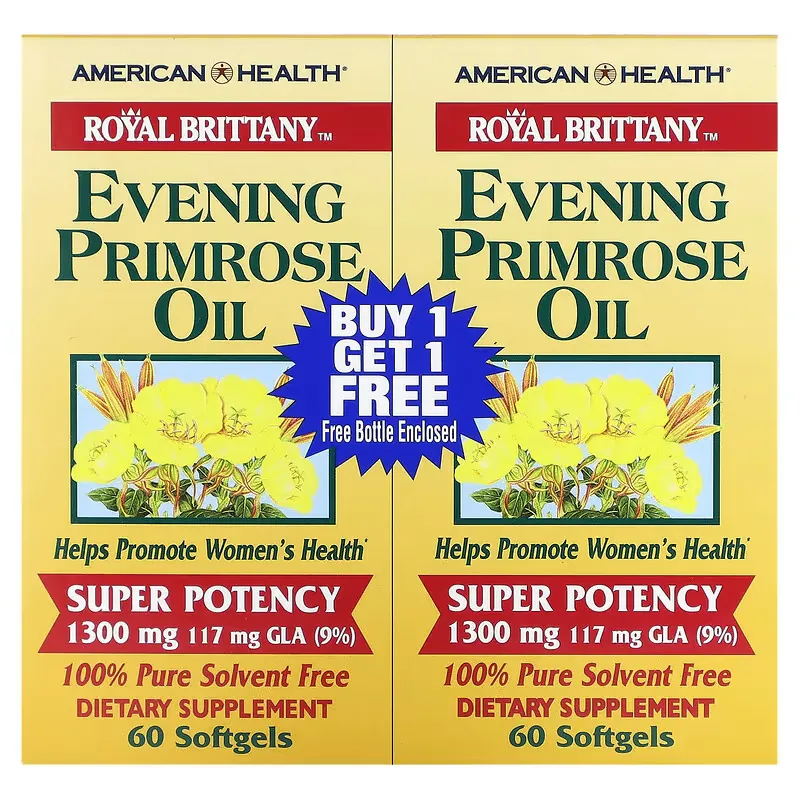 Royal Brittany, Evening Primrose Oil, 1,300 mg, 2 Bottles, 60 Softgels Each