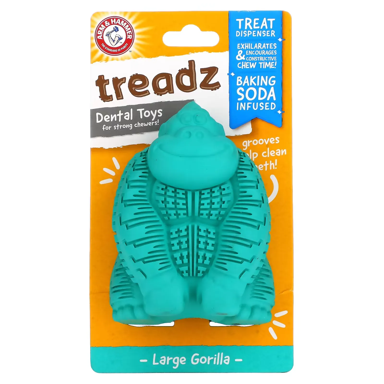 Treadz, Dental Toys For Strong Chewers, Large Gorilla