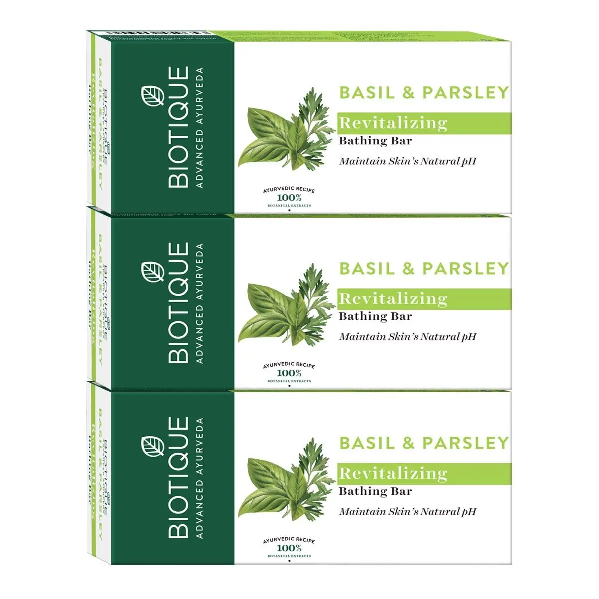 Biotique Basil & Parsley Revitalizing Bathing Bar (150 g) pack of 3