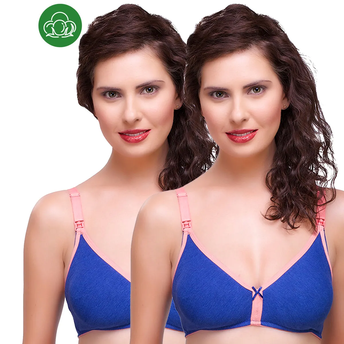 Inner Sense Organic Cotton Antimicrobial Nursing Bra Pack of 2 - Blue