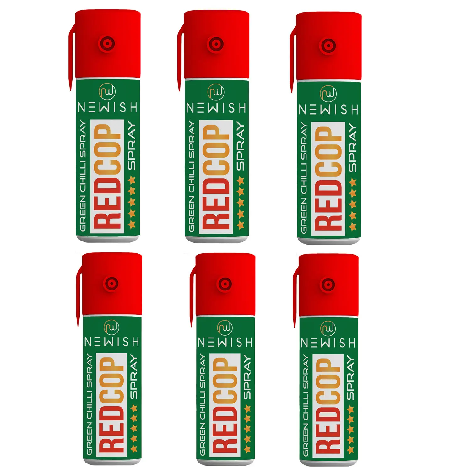 Newish Powerful Self Defence Green Chilli Pepper Spray For Protection & Safety (Pack of 6) For Men & Women 55ml / 35gms