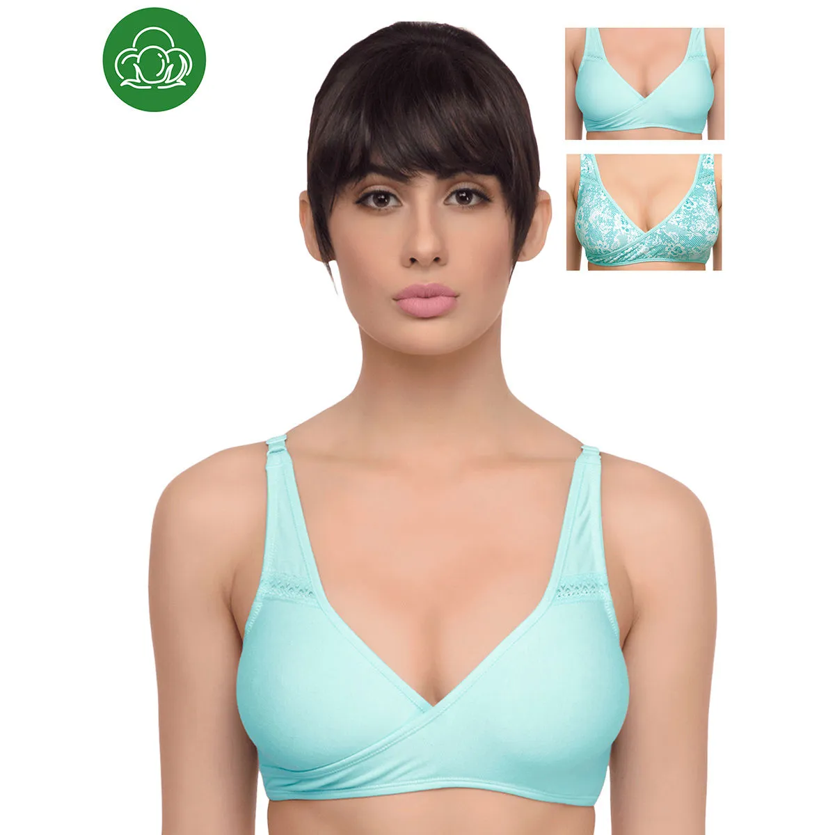 Inner Sense Organic Antimicrobial Sleeping/Feeding Bra Pack of 3 - Multi-Color