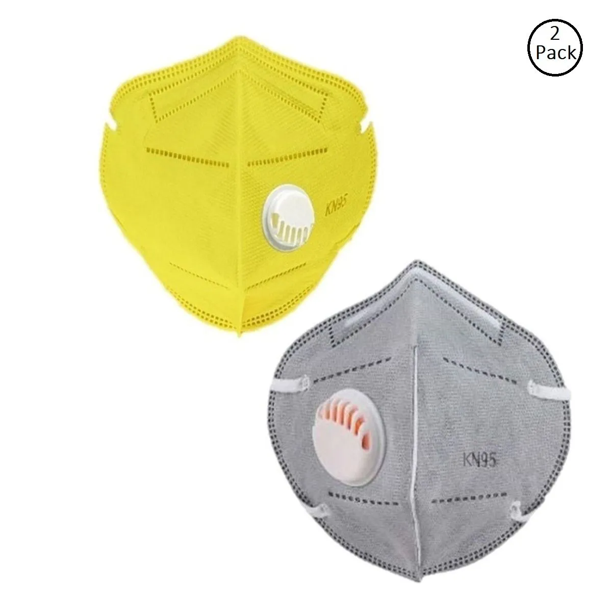 Fabula Pack Of 2 Anti-Pollution Reusable 5 Layer Mask - Yellow Grey